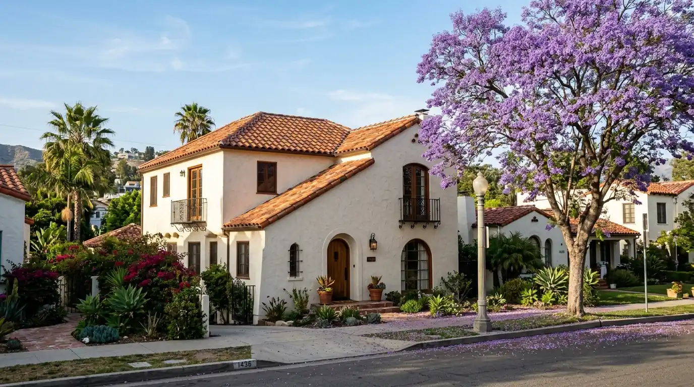 Clay tile re-roof on a Spanish revival home in northeast Los Angeles