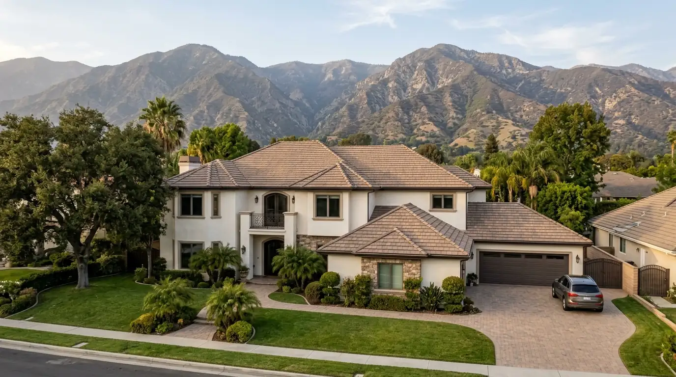 New concrete tile roof on a two-story home in Arcadia