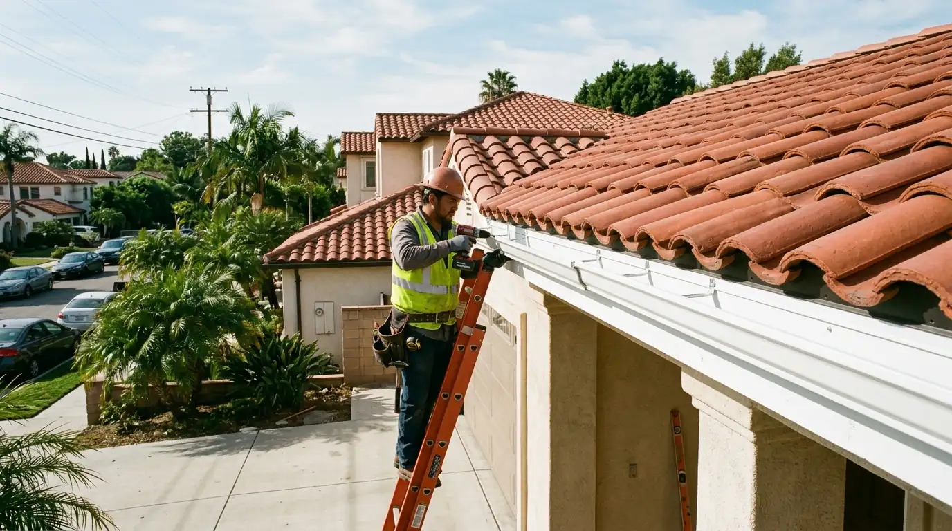 The roofline work on a Los Angeles roof
