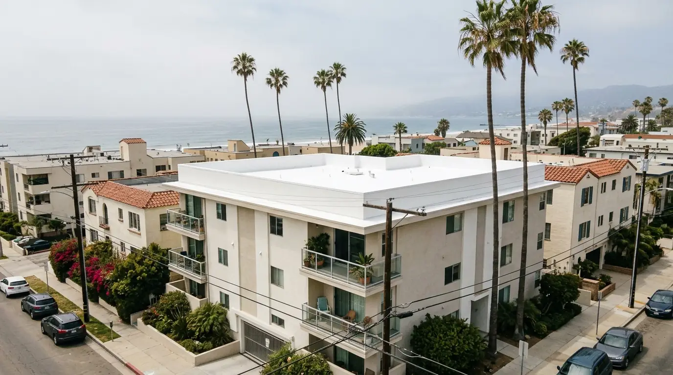 New flat roof on a Santa Monica apartment building