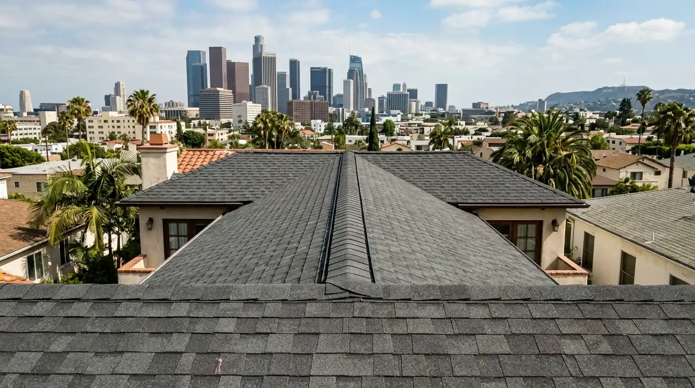 Finished ridge vent along the peak of a Los Angeles home