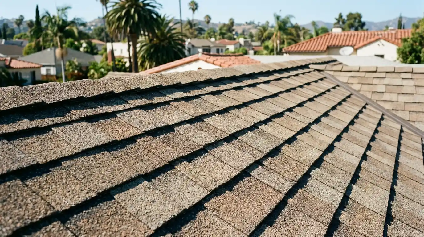 Close view of laminated architectural shingles